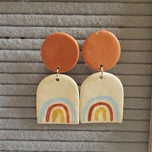 Handmade Rainbow Polymer Clay Earrings